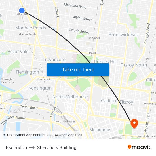 Essendon to St Francis Building map