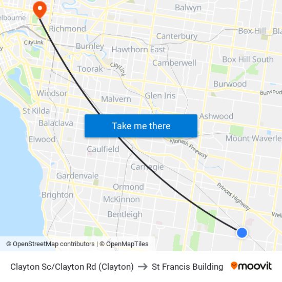 Clayton Sc/Clayton Rd (Clayton) to St Francis Building map