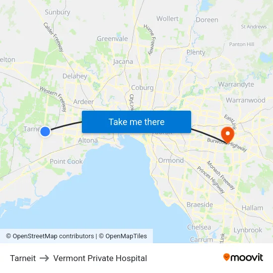 Tarneit to Vermont Private Hospital map