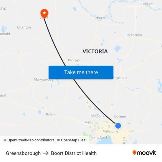 Greensborough to Boort District Health map