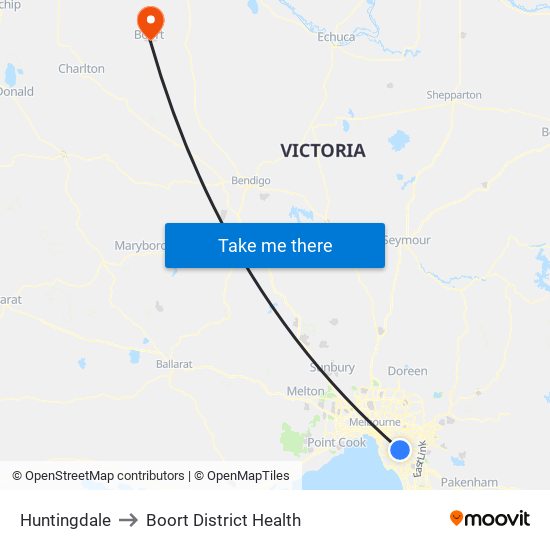 Huntingdale to Boort District Health map