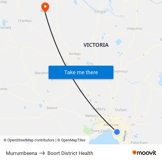 Murrumbeena to Boort District Health map