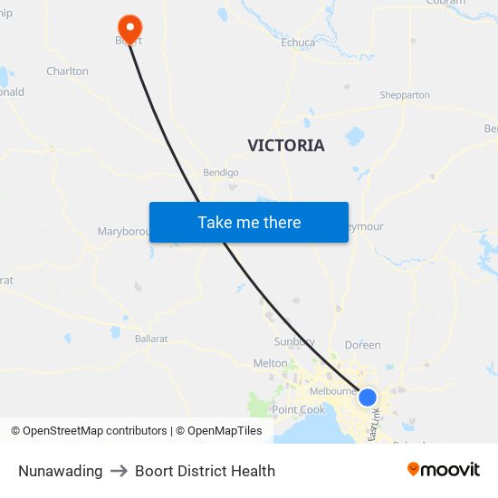 Nunawading to Boort District Health map