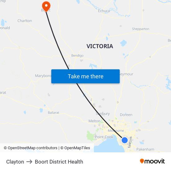 Clayton to Boort District Health map