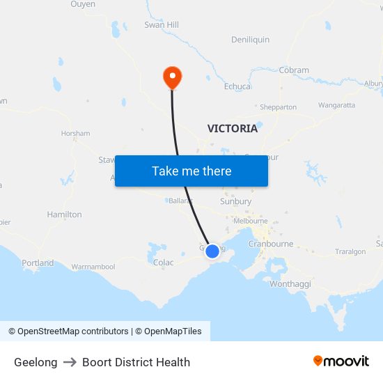 Geelong to Boort District Health map