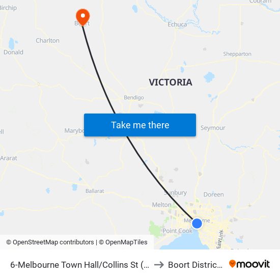 6-Melbourne Town Hall/Collins St (Melbourne City) to Boort District Health map