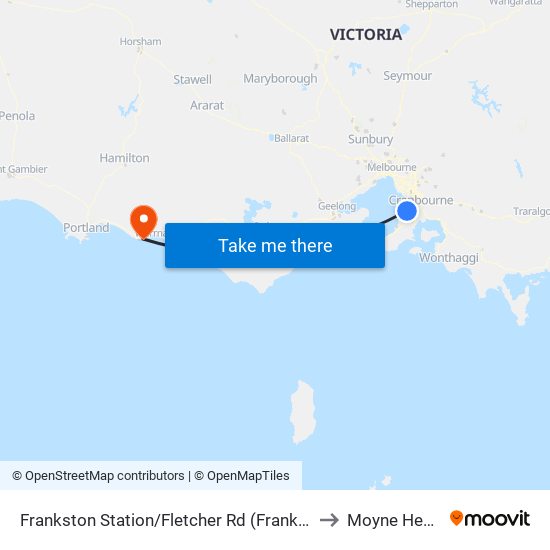 Frankston Station/Fletcher Rd (Frankston) to Moyne Health map