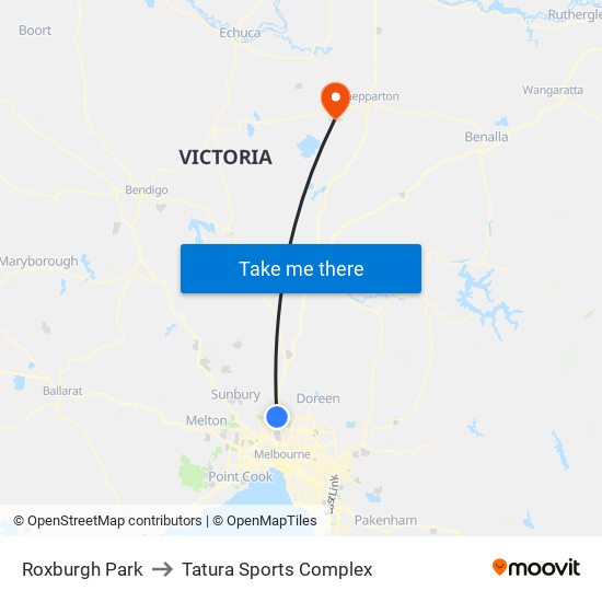 Roxburgh Park to Tatura Sports Complex map