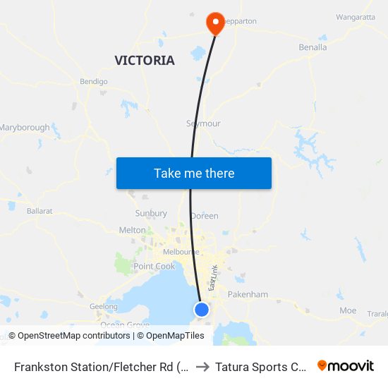 Frankston Station/Fletcher Rd (Frankston) to Tatura Sports Complex map