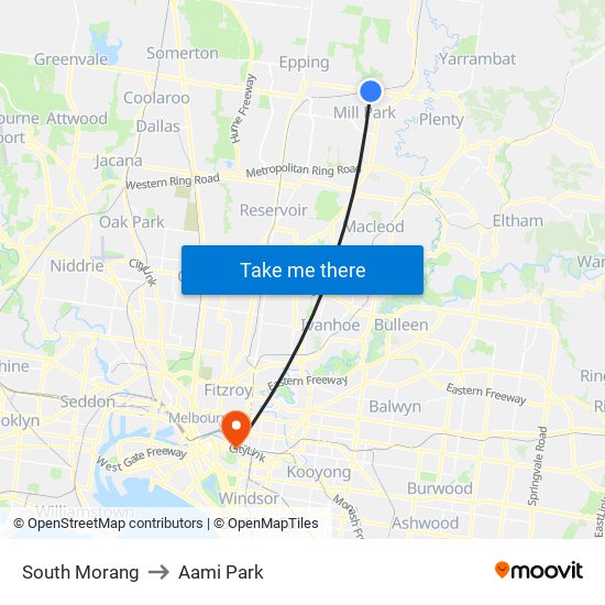 South Morang to Aami Park map