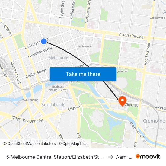 5-Melbourne Central Station/Elizabeth St (Melbourne City) to Aami Park map