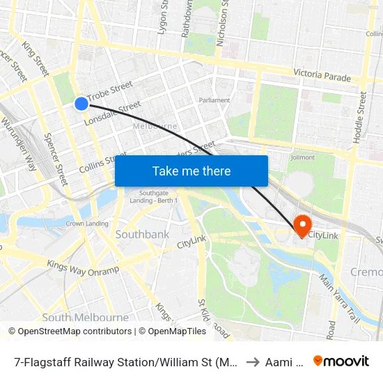 Flagstaff Railway Station/William St #7 to Aami Park map