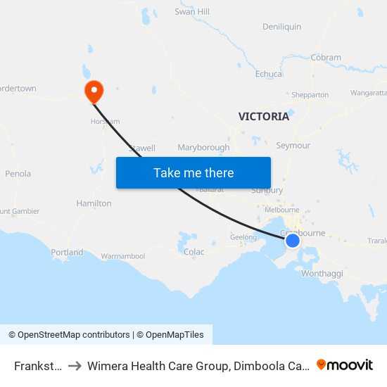 Frankston to Wimera Health Care Group, Dimboola Campus map