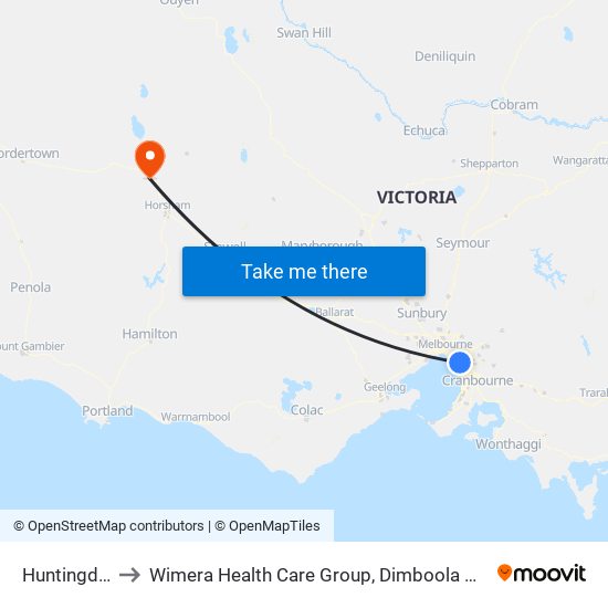 Huntingdale to Wimera Health Care Group, Dimboola Campus map