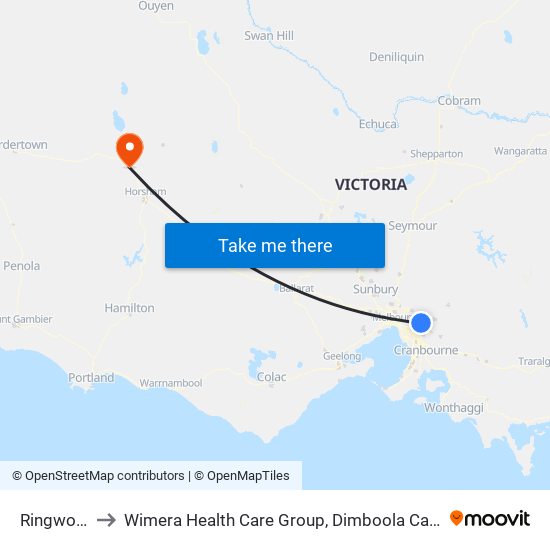 Ringwood to Wimera Health Care Group, Dimboola Campus map
