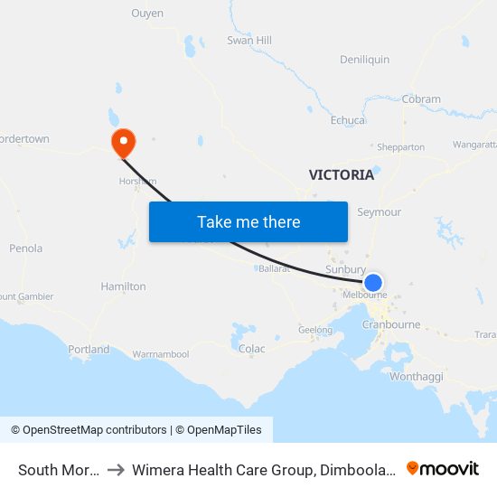 South Morang to Wimera Health Care Group, Dimboola Campus map