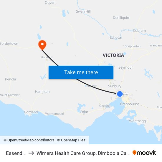 Essendon to Wimera Health Care Group, Dimboola Campus map