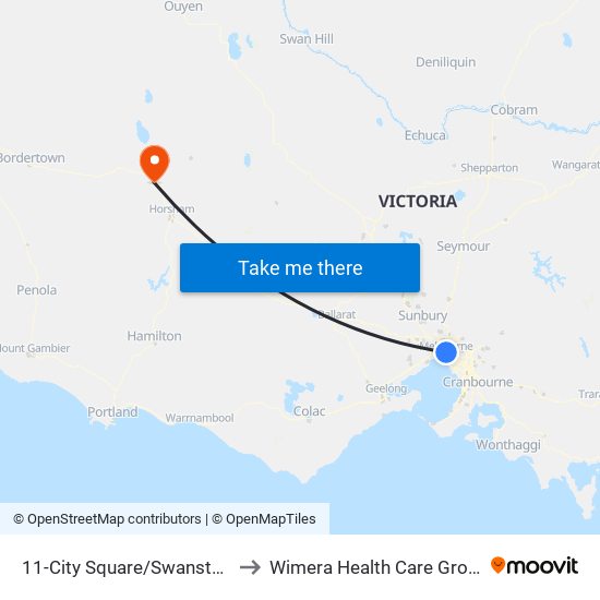 11-City Square/Swanston St (Melbourne City) to Wimera Health Care Group, Dimboola Campus map