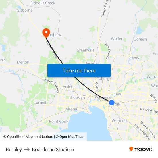 Burnley to Boardman Stadium map