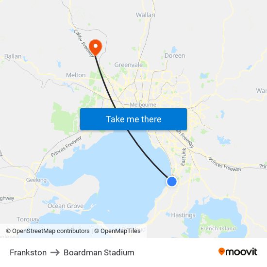 Frankston to Boardman Stadium map