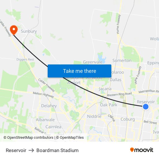 Reservoir to Boardman Stadium map