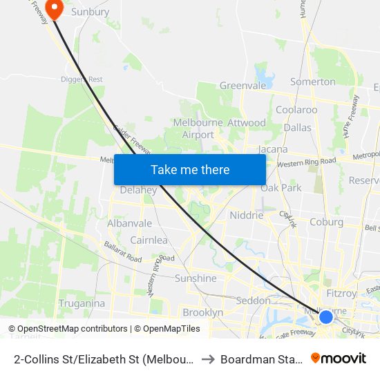 2-Collins St/Elizabeth St (Melbourne City) to Boardman Stadium map