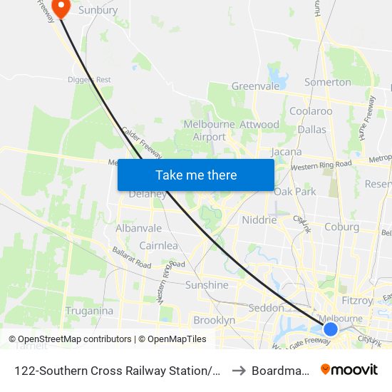 122-Southern Cross Railway Station/Spencer St (Melbourne City) to Boardman Stadium map