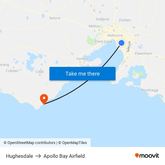 Hughesdale to Apollo Bay Airfield map