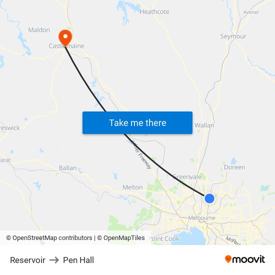 Reservoir to Pen Hall map