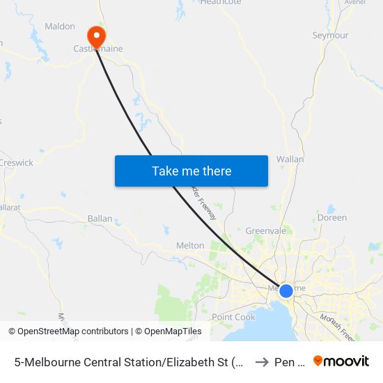 5-Melbourne Central Station/Elizabeth St (Melbourne City) to Pen Hall map