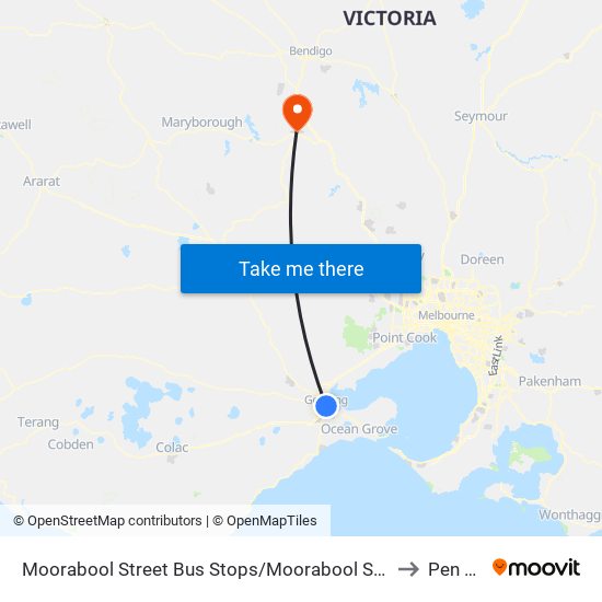 Moorabool Street Bus Stops/Moorabool St (Geelong) to Pen Hall map
