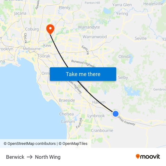 Berwick to North Wing map