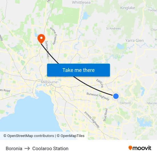 Boronia to Coolaroo Station map