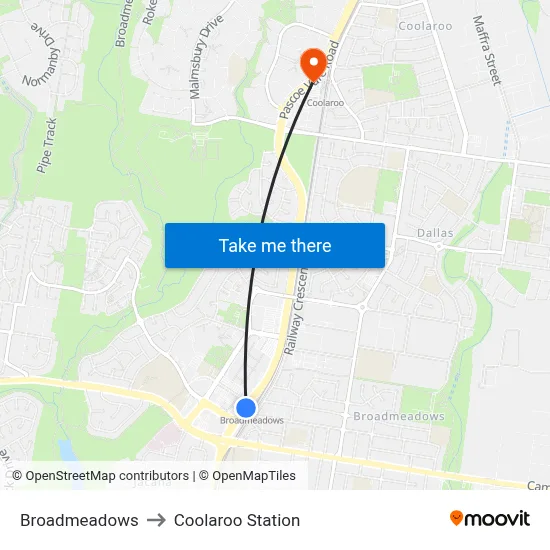 Broadmeadows to Coolaroo Station map