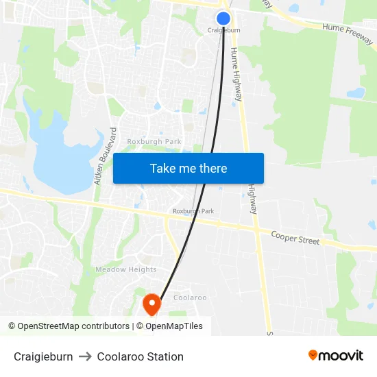 Craigieburn to Coolaroo Station map