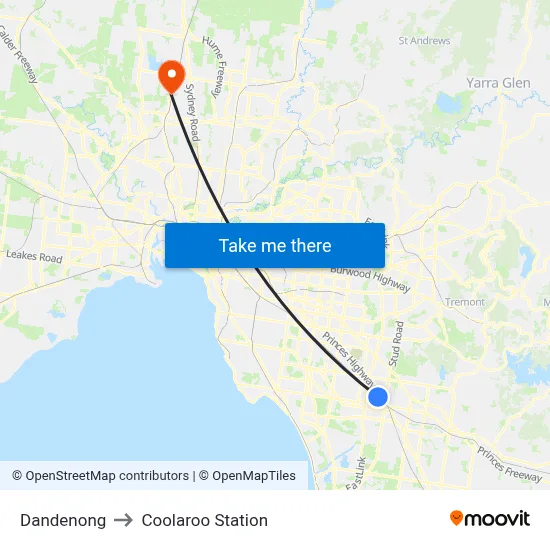 Dandenong to Coolaroo Station map