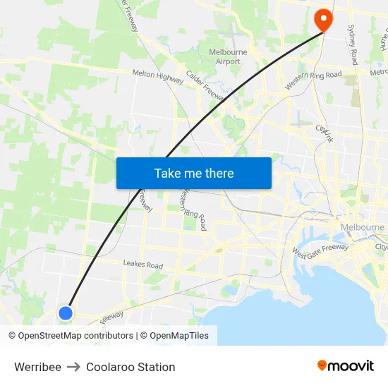 Werribee to Coolaroo Station map