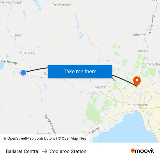 Ballarat Central to Coolaroo Station map