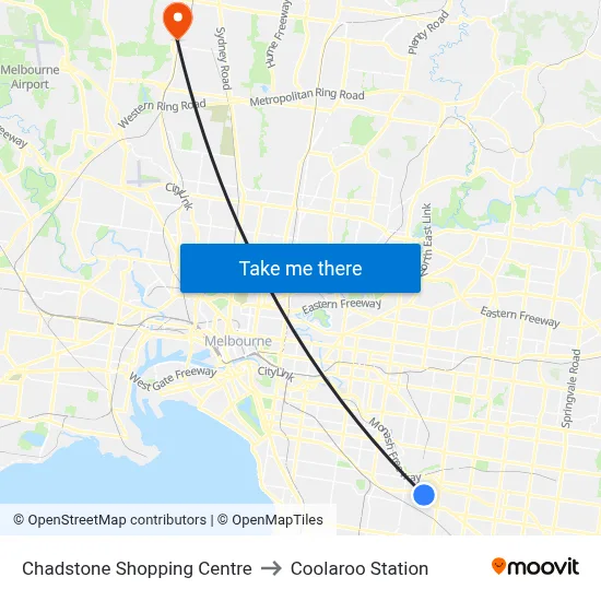 Chadstone Shopping Centre to Coolaroo Station map