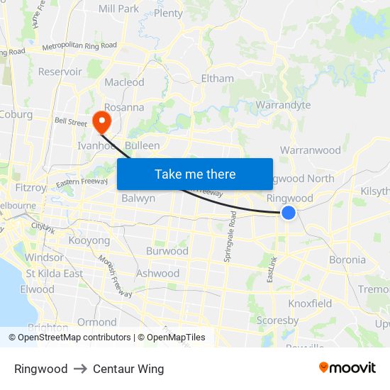 Ringwood to Centaur Wing map