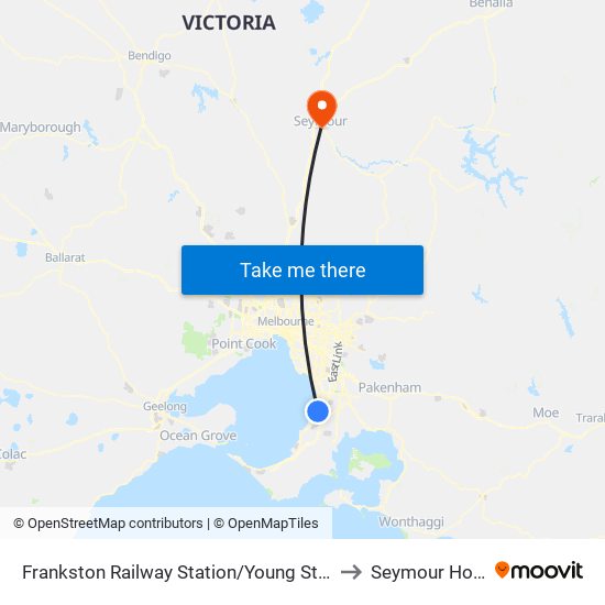 Frankston Railway Station/Young St (Frankston) to Seymour Hospital map