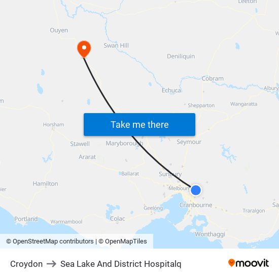 Croydon to Sea Lake And District Hospitalq map