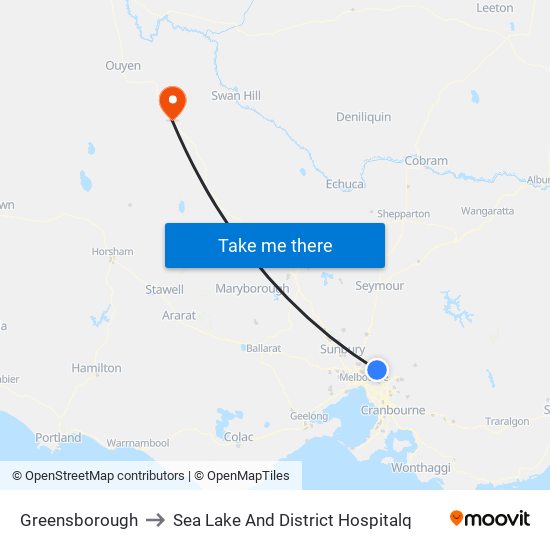 Greensborough to Sea Lake And District Hospitalq map