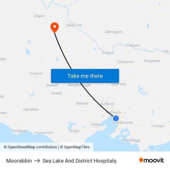 Moorabbin to Sea Lake And District Hospitalq map