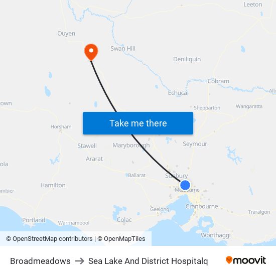 Broadmeadows to Sea Lake And District Hospitalq map