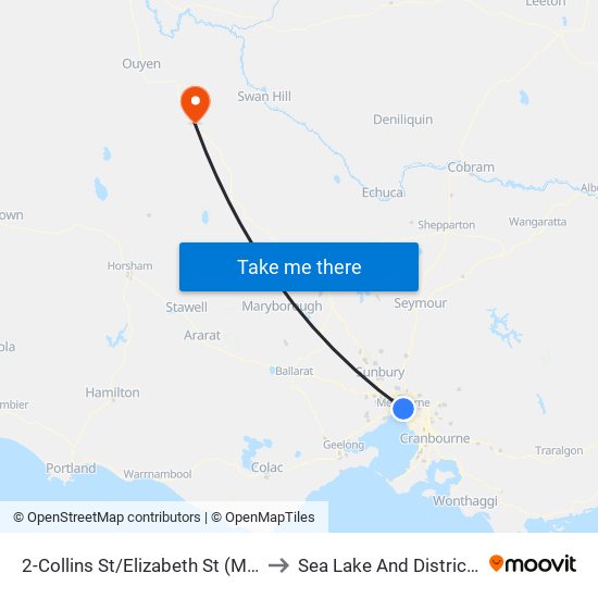 2-Collins St/Elizabeth St (Melbourne City) to Sea Lake And District Hospitalq map