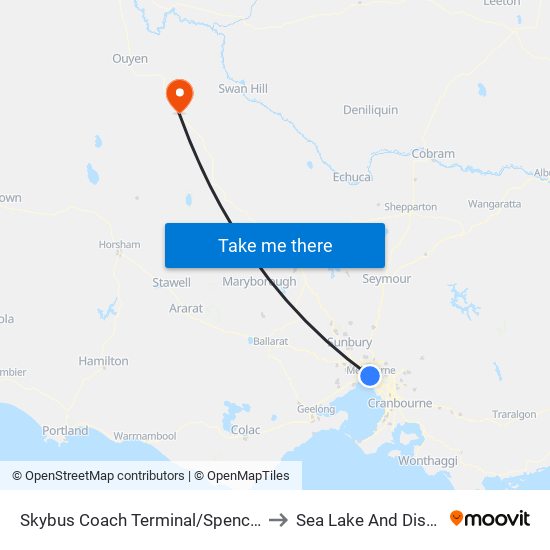 Skybus Coach Terminal/Spencer St (Melbourne City) to Sea Lake And District Hospitalq map