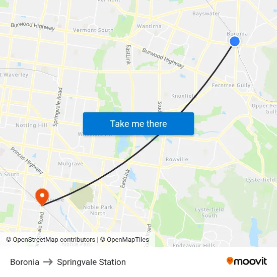 Boronia to Springvale Station map