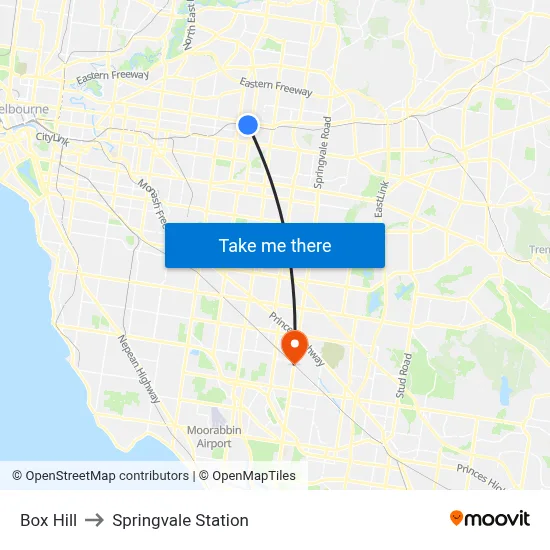 Box Hill to Springvale Station map
