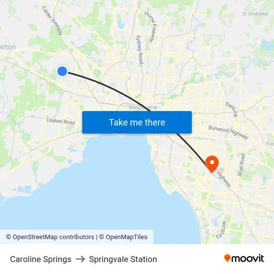 Caroline Springs to Springvale Station map